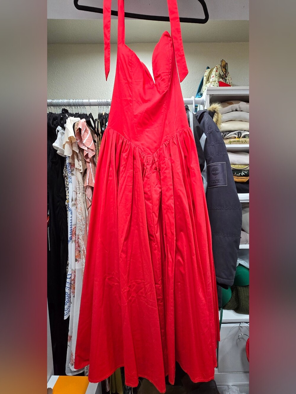 Commense Red Halter Sweetheart-Neck Midi Gown - Picture 6 of 11